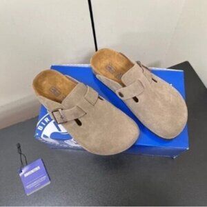 Birkenstock Light Brown Suede Clogs